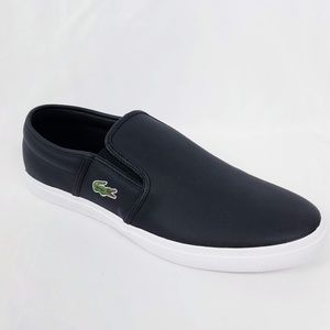 Lacoste Mens Sneakers Leather Slip-On Black 11.5
